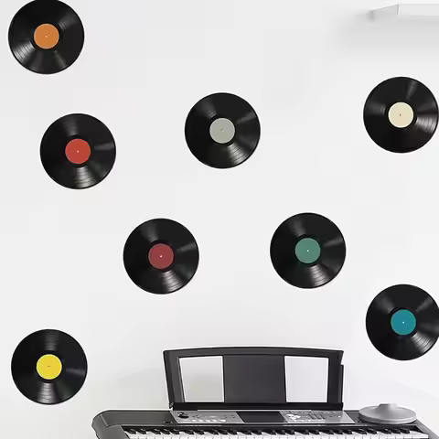 Wall Stickers Vinyl Record Decal Mural for Home Studio Room, Discs Hip Hop Rock 70S 80S 90S Retro De