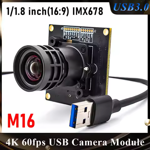 High Speed 8MP 60FPS USB3.0 Camera Module 4K UHD 1/1.8 IMX678 M16 Lens Industrial Webcam for Machine