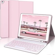 iPad Keyboard Case 9.7 inch for iPad 6th Generation(2018)/iPad 5th Gen(2017)/iPad Air 2&amp;1/iPad Pro 9.7- 7 Colors Backlit Detachable Keyboard Folio Smart Cover with Pencil Holder for iPad 9.7(Pink)