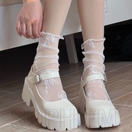 Marie Jane Silk Stockings - Flower Calf Sox - Breathable, Ultra-thin, Lace& Ruffles - For Summer Par