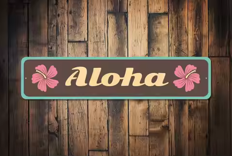 Aloha Sign, Aloha Decor, Hawaiian Gift, Hawaii Lover Sign, Hawaii Lover Decor, Flower Sign, Hello Al