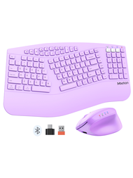 Meetion,無線鍵盤和滑鼠組合,全尺寸人體工學鍵盤和滑鼠,鍵盤和滑鼠,pc/筆記型電腦/windows/,粉紅色,紫色,黑色
