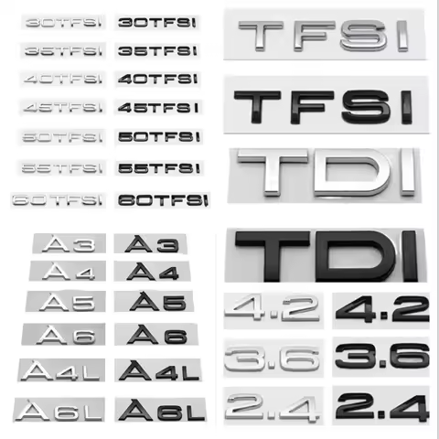 3D ABS car rear trunk logo sticker 2.0 3.0 4.0 30 35 40 45 50 55 60 TFSI TDI V6t 2.0T for Audi A1 A3