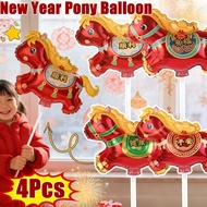2026 Year of The Horse Cartoon Pony Handheld Aluminum Foil Balloon - Lucky Healthy Meaning Children 