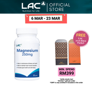 [Expiry Aug 2028] LAC Magnesium 250mg (90 Tablets) for Muscle Cramp Bone Density and Restful Sleep