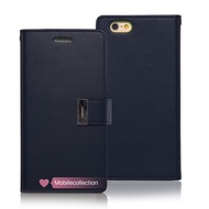 iPhone6 Plus /6s Plus Goospery Rich Diary Dual Wallet Flip Cover with 5 ID Card Slot  - Navy