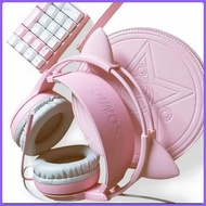 Headset Gaming SOMIC G951 Pink Cat Telinga Kucing dengan Teknologi Vibrasi 7.1 Virtual dan LED untuk