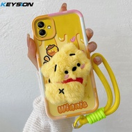 KEYSION เคสซิลิโคนนิ่มลายการ์ตูน3D น่ารักสำหรับ Samsung A06 4G A04 A05พร้อมสายคล้องคอแบบนิ่ม A06เคส 
