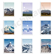 Vincennes And Elbrus Mountain Peaks Travel Poster Prints Home Decor Modern Wall Art Living Room Bedr
