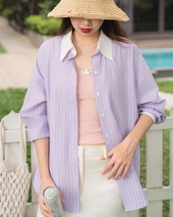 Áo sơ mi thô pha mix cổ trắng - Sweetie Poplin Shirt - ufo.thebasic