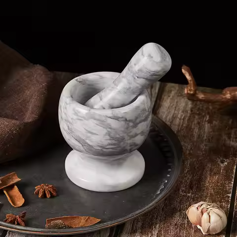 European natural marble pestle salt pepper pill grinder garlic puree grinding bowl mortar and pestle