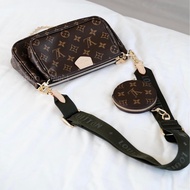 Louis Vuitton  Multi pochette accessoires LV卡其寬背帶老花五合一