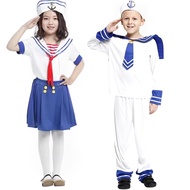 Sailor Uniform Summer Kids Costume Chorus Girl Boy Navy Halloween Cosplay Carnival Party Army