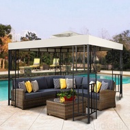 Garden Canopy Top 2-Tier Zipper Barbecue Gazebo Cover Waterproof Detachable Replacement Top solidvalue