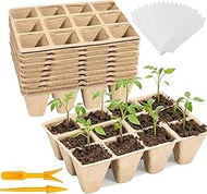 144 Cells Seed Starter Pots, 12 Packs Biodegradable Seedling Peat Pots, Peat Pellets for Seed Starti