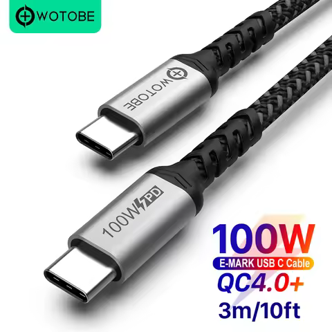 WOTOBE USB-C Cable 2m 5A E-MARK PD100W for PD 25W 45W 65W 87W 96W for S10 S20 Note10/20 PPS 45W Powe