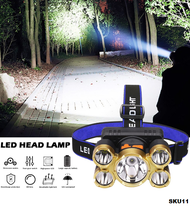 Senter Kepala 5 mata Headlamp High Power 3 XPE 38000W Waterproof