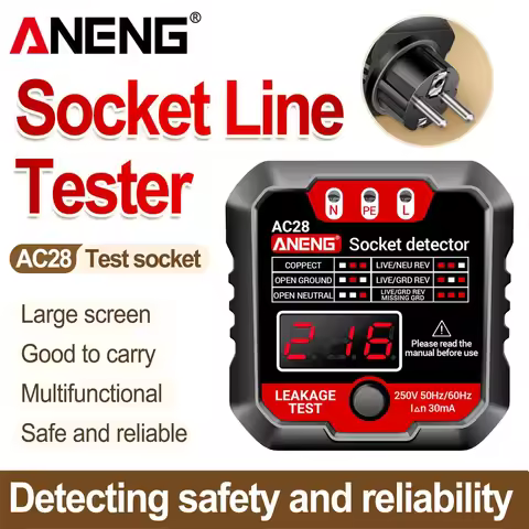 ANENG AC28 Digital Socket Power Tester Circuit Breaker Finder EU/US Plug 250V 50Hz/60Hz Socket Polar
