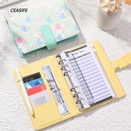 CEASIF6 Binder Notebook, A6 PU Leather Note Pad,  Portable Loose-Leaf Savings Book for Cash Budget S