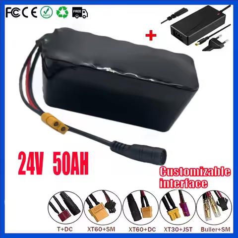 18650 29.4V 7S3P 50000mAh Rechargeable Lithium Battery 24V 50Ah with BMS Suitable for 24 V - 29.4 V 