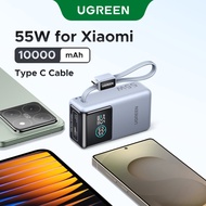 UGREEN Power Bank 10000mAh 55W with Built-in USB C Cable 3 Ports  Laptop Travel Portable Charger, LE