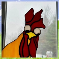 Funny Window Corner Decor - Peeping Rooster, Funny Rooster Stained Bird Window Corner Decor, Rooster