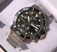 天梭 TISSOT Seastar1000 黑面錶盤 銀色不鏽鋼錶帶 石英 三眼計時 男錶 T1204171105100