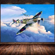 Supermarine Spitfire Mk Vb and Focke Wulf Fw190a Ww2 Aircraft Canvas Painting Poster Ideal Wall Art 