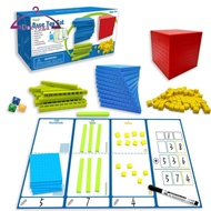 [deevoka] Base Ten Blocks with Place Value Chart Hands-on Learning-Style Math Teaching Set with Boar
