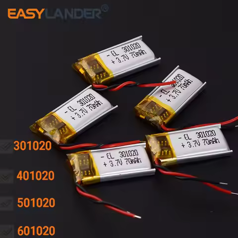 5Pcs/Lot 301020 401020 50mAh 3.7V 501020 601020 Lithium Lipo Polymer Rechargeable Battery