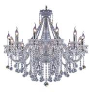 WH โคมไฟระย้า ไฟห้อยโซ่เชิงเทียนสีเงินคริสตัล+หลอด E14=14 รุ่น WL-7105-12+2CH-[E14s]