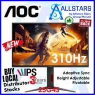 AOC 25G4S Black/Red 24.5 inch 310Hz IPS Gaming Monitor / Full HD 1920x1080 / 0.3ms / 310Hz via DP1.4