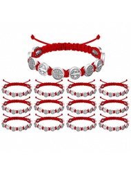 12 Pieces/Pack Antique Golden San Benito Bracelets Protection Handmade Red Black Cord Benedict Wrist