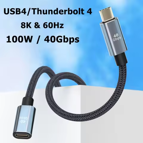 USB 4 Extension Cable Thunderbolt 4 3 Type C 40Gbps USB-C Male To Female Monitor PD 100W 8K Video Do