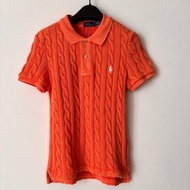 ::POLO BY RALPH LAUREN:: 女款水洗棉麻針織 Polo 衫 橘色短袖上衣 M號