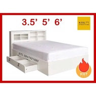 เตียงไม้สีขาว มีลิ้นชัก เตียงสีขาว เตียงหัวกล่อง กทมปริมณฑล 3.5 ฟุต โอ๊ค