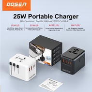 DOSEN Universal Adapter Travel International 25W USB C Adapter Fast Charger QC 3.0 Charger Type C Pl