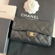 全新 new Chanel 經典荔枝粗粒牛皮中長銀包 香奈兒 classic flap caviar calfskin Wallet AP0232