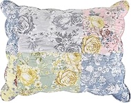 Greenland Home Emma Floral Patchwork Quilted Reversible Pillow Sham, King 20x36-inch, Gray
