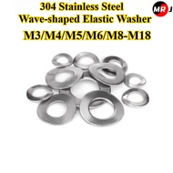 [MRJ-DP] 304 Stainless Steel, Wave-shaped Elastic Washer, M3/M4/M5/M6/M8-M18, Three-wave Spring Gask