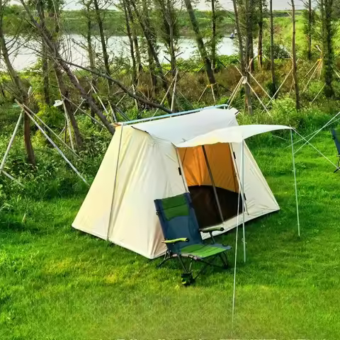 4 Season Canvas Fabric Large Space 4-6 Family Use Outdoor Camping Canvas Spring Bar Retardant Flex B