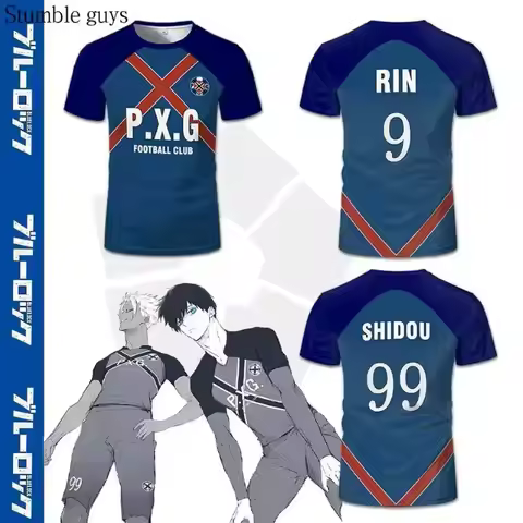 Anime PXG Men's And Women's Breathable Soccer Jersey Short-Sleeved T-Shirt Japanese SHIDOU RIN Cospl