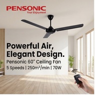 Pensonic 60 inch Ceiling Fan 5 Speeds Metal Blades 250m³/min Airflow 70W AC Motor PCF-6003A(BK)
