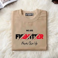 Fighter Letter T-shirt For Men Fashion Casual Basic Round Neck Khaki Unisex Tees