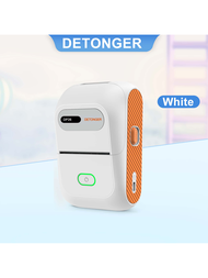 DETONGER DP26 白色攜帶式標籤打印機，無線連接，適用於家用商用多功能迷你手持條碼價格自粘熱敏紙智能打印機，母親節禮物