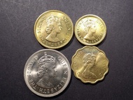 1970年代 女皇伊利沙伯二世 香港5仙（斗零）、1、2 及 5毫硬幣  共4枚