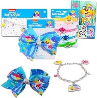Screen Legends Baby Shark Party Favors for Toddlers - Bundle with 4 Baby Shark Bracelets, Baby Shark Hair Bow, Baby Shark Bracelet for Kids Plus Activity Book | Baby Shark Goodie Bag Stuffers