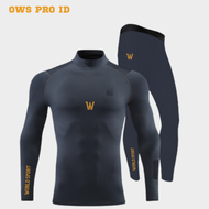 Baselayer Manset Olahraga Pria OWS PRO GOLD/ Top Set Baselayer Manset Kompresi lengan panjang celana