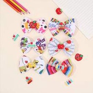 2/6pcs Back To School Printed Hair Bows For Girls Cute Cartoon School Elements Alligator Clips Color
