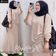 PLISKET SET/SETELAN BLOUSE ROK WANITA JUMBO/KNIT ASTER LD 110 CM FIT XXL